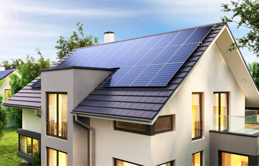 Haus mit einer Photovoltaikanlage auf dem Dach